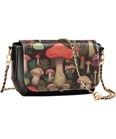 Colorful Mushrooms Crossbody Bag for Women Girls,Leather Cross Body Purses Chain Strap Handbags Shoulder Bag $20.39 Crossbody...