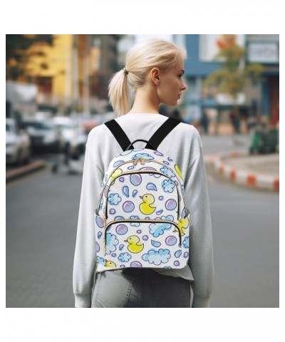 Backpack Purse for Women Cute Yellow Duck, Mini Fashion Backpack Bubbles Lightweight Casual Daypack Shoulder Bag Travel Backp...