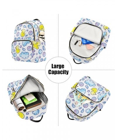 Backpack Purse for Women Cute Yellow Duck, Mini Fashion Backpack Bubbles Lightweight Casual Daypack Shoulder Bag Travel Backp...