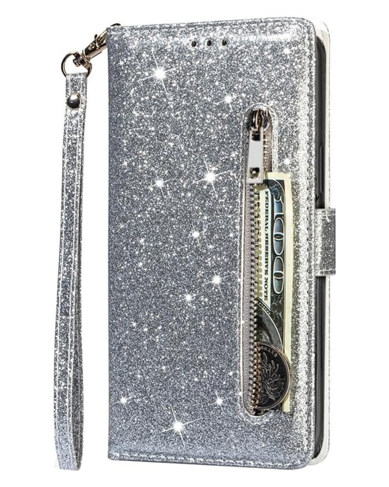 for Google Pixel 6 Magnetic Flip Sparkling Phone Case, Zipper Bag Protective Leather Case Rose Gold Pixel 6 pro Silver $15.86...