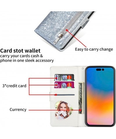 for Google Pixel 6 Magnetic Flip Sparkling Phone Case, Zipper Bag Protective Leather Case Rose Gold Pixel 6 pro Silver $15.86...