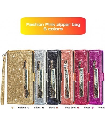 for Google Pixel 6 Magnetic Flip Sparkling Phone Case, Zipper Bag Protective Leather Case Rose Gold Pixel 6 pro Silver $15.86...