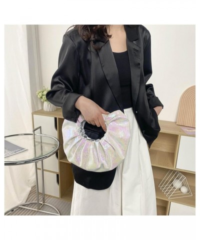 Handbag Pleated Sequin Ring Tote Bag Versatile European And American Fashion PU Simple Coin Purse For Women Ladies White $32....