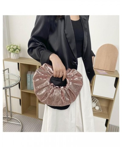 Handbag Pleated Sequin Ring Tote Bag Versatile European And American Fashion PU Simple Coin Purse For Women Ladies White $32....