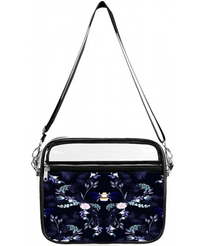 Floral-color-pattern Clear Crossbody Shoulder Purse Bag for Men Women, Stadium Clear Messenger Bag Style $13.99 Crossbody Bags