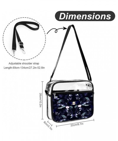 Floral-color-pattern Clear Crossbody Shoulder Purse Bag for Men Women, Stadium Clear Messenger Bag Style $13.99 Crossbody Bags