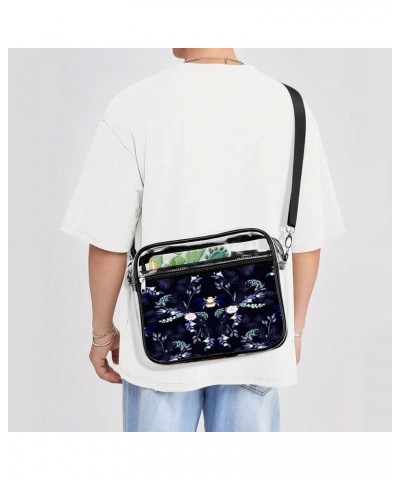 Floral-color-pattern Clear Crossbody Shoulder Purse Bag for Men Women, Stadium Clear Messenger Bag Style $13.99 Crossbody Bags