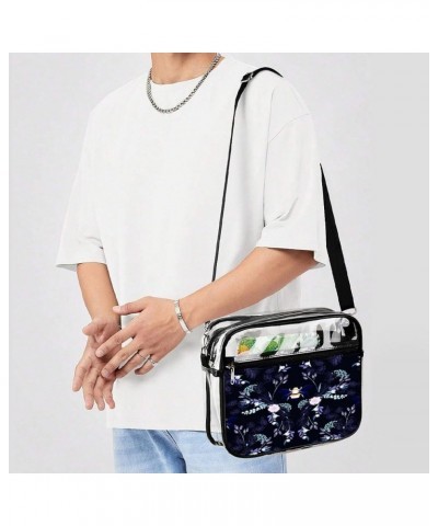 Floral-color-pattern Clear Crossbody Shoulder Purse Bag for Men Women, Stadium Clear Messenger Bag Style $13.99 Crossbody Bags