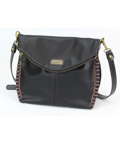 Charming Crossbody Bag With Flap Top and Zipper, Shoulder Handbag with Leather Keyfob - BLACK Wiener Dog $24.40 Crossbody Bags