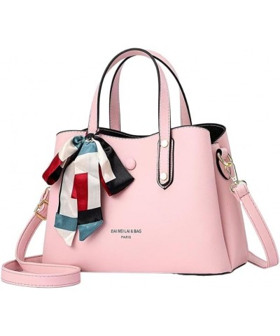 Women's Solid Color Large Capacity Zippered Compartments Satchel Handbag Ladies Tote Shoulder Bags Top Handle Bag Pink $21.92...