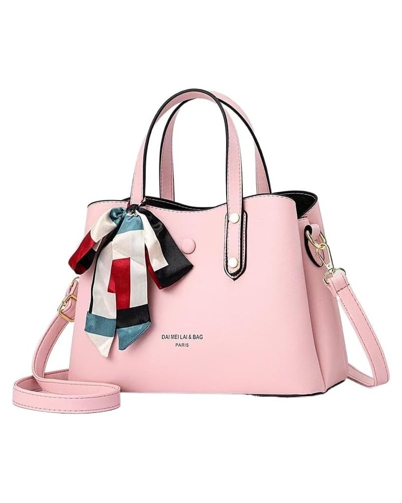 Women's Solid Color Large Capacity Zippered Compartments Satchel Handbag Ladies Tote Shoulder Bags Top Handle Bag Pink $21.92...