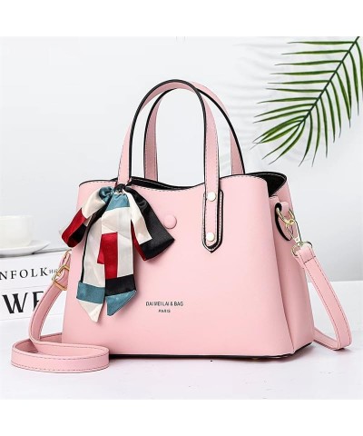 Women's Solid Color Large Capacity Zippered Compartments Satchel Handbag Ladies Tote Shoulder Bags Top Handle Bag Pink $21.92...