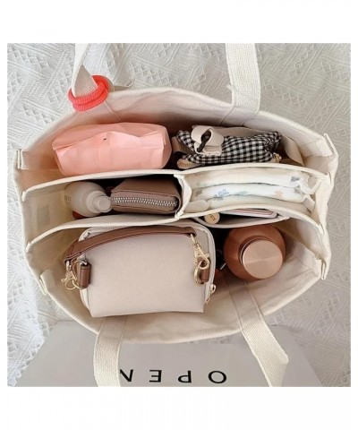 Moonelo Everything Tote Bag, Canvas Tote Bag with Multi Pockets, Large Capacity Multi Pockets Crossbody Handbag White $20.13 ...