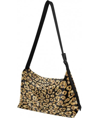 Gold Leopard Print Hobo Crossbody Bags for Women Leather Large Shoulder Bag Cross Body Glitter Fur Pattern Trendy Womens Tote...