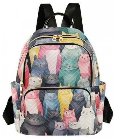 Mini Backpack Purse for Women, Colored Cat Travel Bag Casual Daypack Shoulder Bag Small $12.80 Backpacks