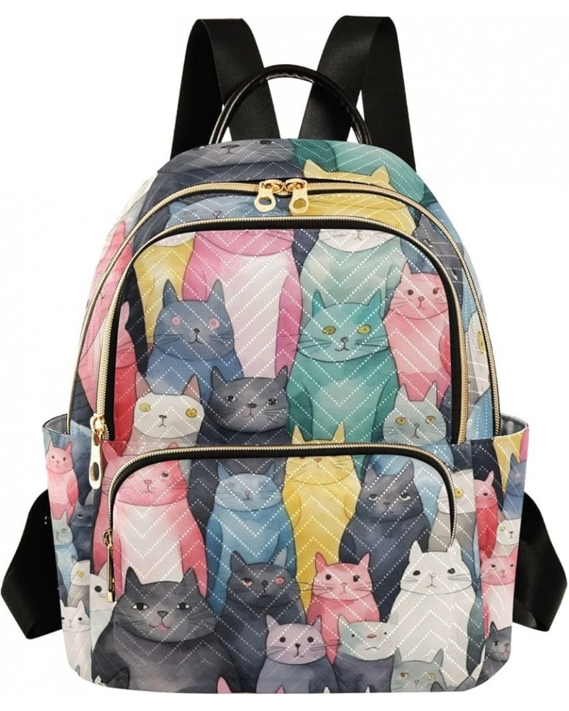 Mini Backpack Purse for Women, Colored Cat Travel Bag Casual Daypack Shoulder Bag Small $12.80 Backpacks