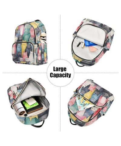 Mini Backpack Purse for Women, Colored Cat Travel Bag Casual Daypack Shoulder Bag Small $12.80 Backpacks