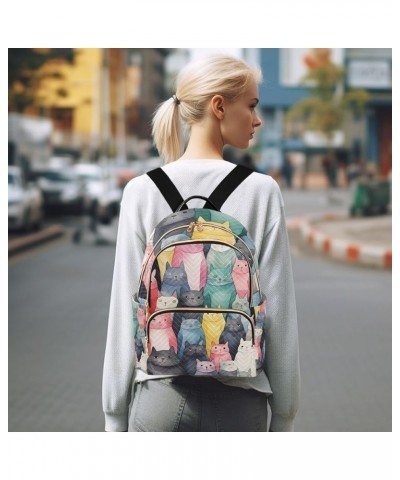 Mini Backpack Purse for Women, Colored Cat Travel Bag Casual Daypack Shoulder Bag Small $12.80 Backpacks