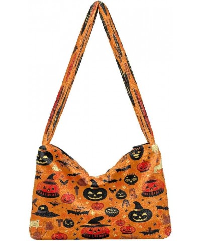 Tropical Leaves on White Women Handbags Shoulder Bag, Handbag Shoulder Bag, Womens Outdoor Bag Halloween Symbols on Orange $1...