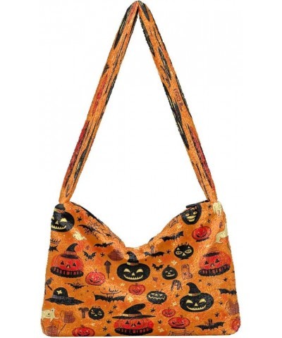 Tropical Leaves on White Women Handbags Shoulder Bag, Handbag Shoulder Bag, Womens Outdoor Bag Halloween Symbols on Orange $1...