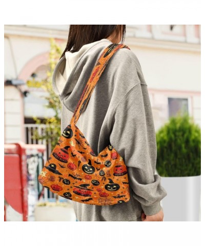 Tropical Leaves on White Women Handbags Shoulder Bag, Handbag Shoulder Bag, Womens Outdoor Bag Halloween Symbols on Orange $1...