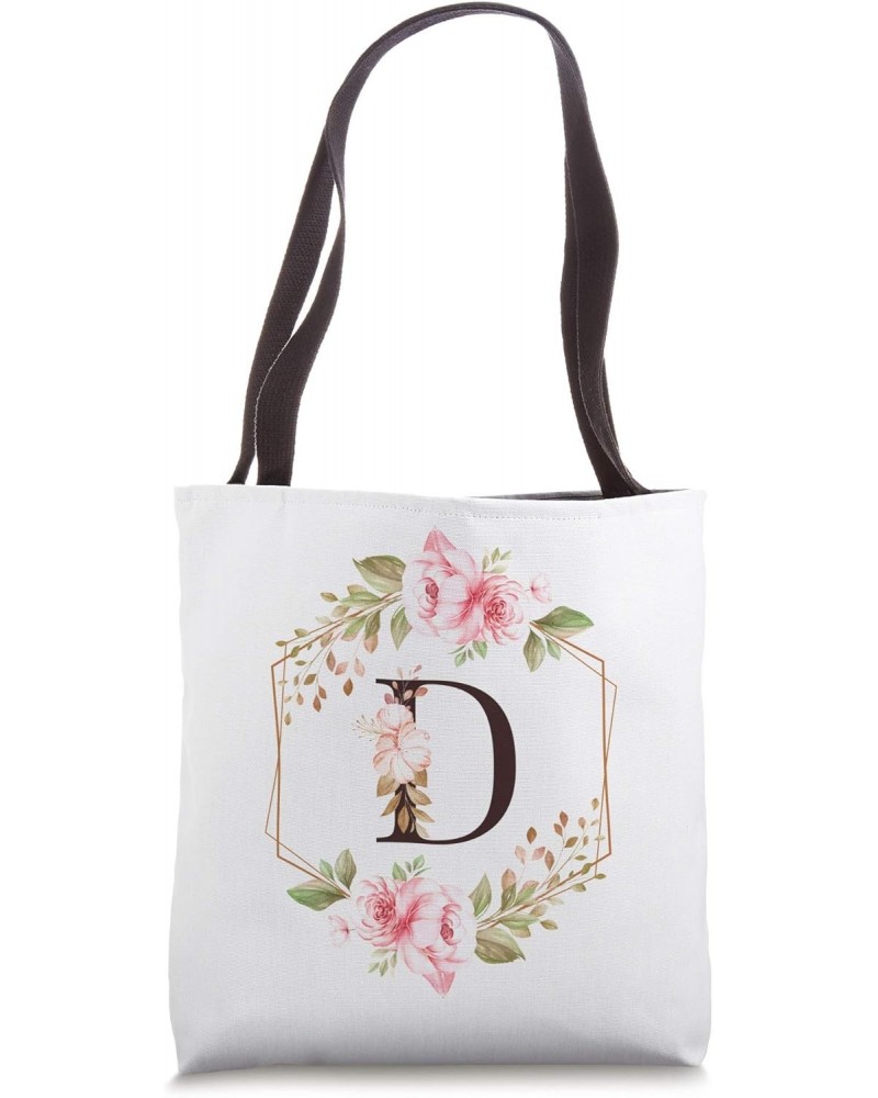 Initial D Letter Rose Flowers Monogram Personalized Gifts Tote Bag $9.18 Totes