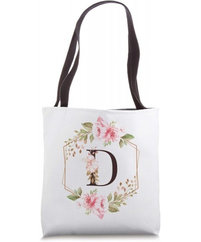 Initial D Letter Rose Flowers Monogram Personalized Gifts Tote Bag $9.18 Totes