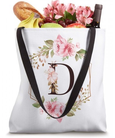 Initial D Letter Rose Flowers Monogram Personalized Gifts Tote Bag $9.18 Totes