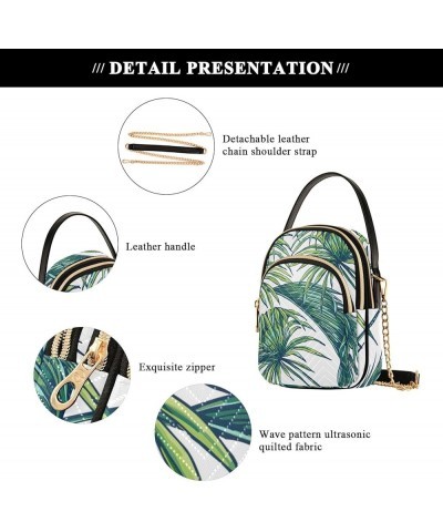 Green Banana Leaf Small Phone Wallet Bag PU Leather Quilted Totes Women Purse Bags Shoulder Handbag Women Green Banana Leaf $...