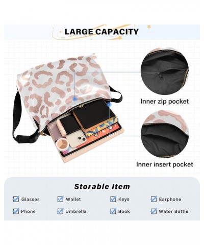 Luxurious Gold Lotus Flowers Adults Large Crossbody Bags Trendy Womens Crossbody Sling Bag Sling Purse Rose Gold Leopard Anim...