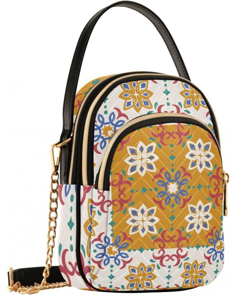 Small Crossbody Bags for Women Trendy Moroccan Mosaic Boho Flower Travel Sling Bag Women's Crossbody Handbags Satchel Bags $1...