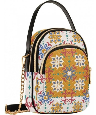 Small Crossbody Bags for Women Trendy Moroccan Mosaic Boho Flower Travel Sling Bag Women's Crossbody Handbags Satchel Bags $1...