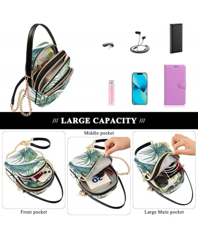 Green Banana Leaf Small Phone Wallet Bag PU Leather Quilted Totes Women Purse Bags Shoulder Handbag Women Green Banana Leaf $...