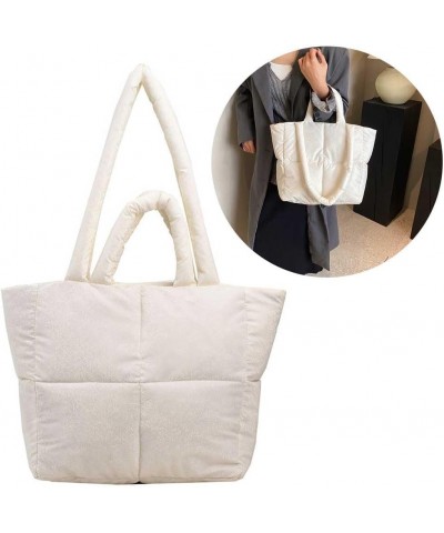 Women Quilted Tote Handbags Versatile Padded Winter Shopping Bag Shoulder Bag Large Capacity Down Hobo Bag White $10.97 Totes