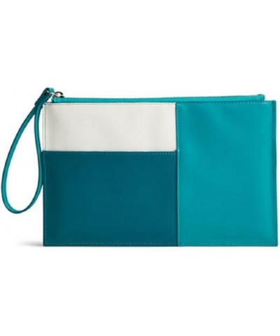 Faux Leather Composition Wristlet, Teal/Off White $29.69 Wristlets