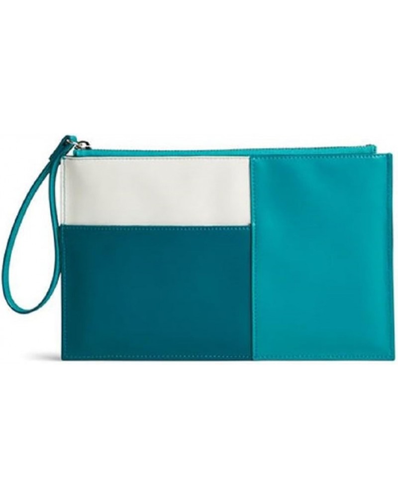 Faux Leather Composition Wristlet, Teal/Off White $29.69 Wristlets