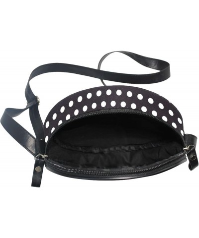 Round Crossbody Bag Small Circle Purse Zip Handbag for Women Polka Dot $10.39 Crossbody Bags