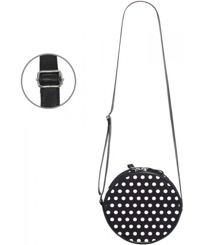 Round Crossbody Bag Small Circle Purse Zip Handbag for Women Polka Dot $10.39 Crossbody Bags