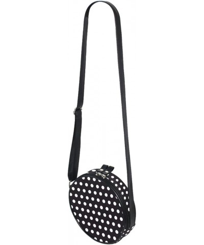 Round Crossbody Bag Small Circle Purse Zip Handbag for Women Polka Dot $10.39 Crossbody Bags