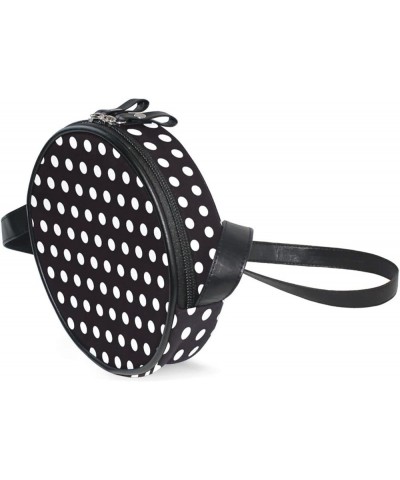 Round Crossbody Bag Small Circle Purse Zip Handbag for Women Polka Dot $10.39 Crossbody Bags