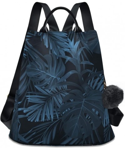 Dragon Rose Women Backpack Purse Anti-theft Lightweight Travel Backpack Blue Black Palm Leaves $23.09 Backpacks