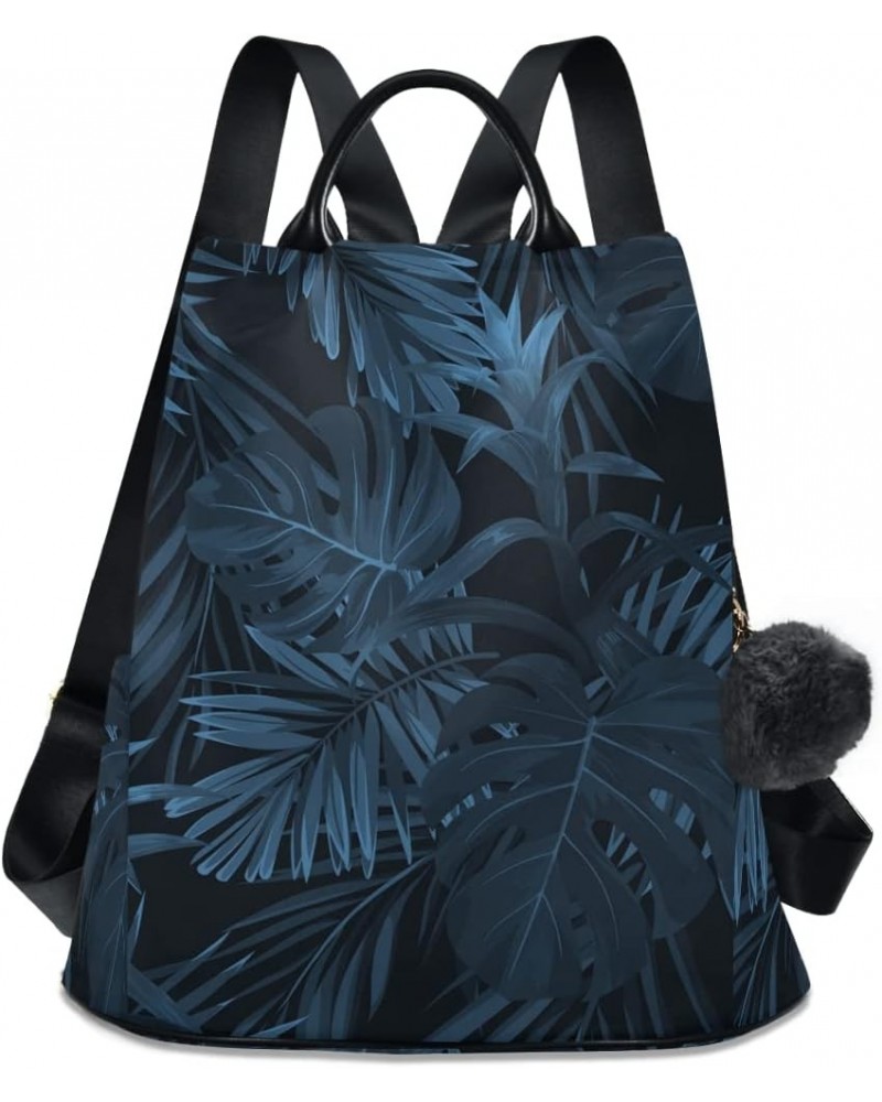 Dragon Rose Women Backpack Purse Anti-theft Lightweight Travel Backpack Blue Black Palm Leaves $23.09 Backpacks