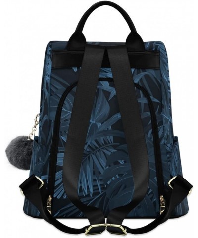 Dragon Rose Women Backpack Purse Anti-theft Lightweight Travel Backpack Blue Black Palm Leaves $23.09 Backpacks