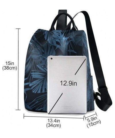 Dragon Rose Women Backpack Purse Anti-theft Lightweight Travel Backpack Blue Black Palm Leaves $23.09 Backpacks