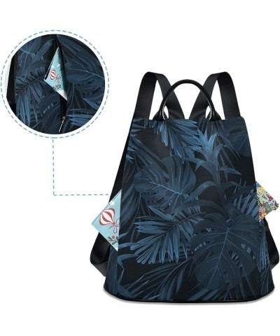 Dragon Rose Women Backpack Purse Anti-theft Lightweight Travel Backpack Blue Black Palm Leaves $23.09 Backpacks