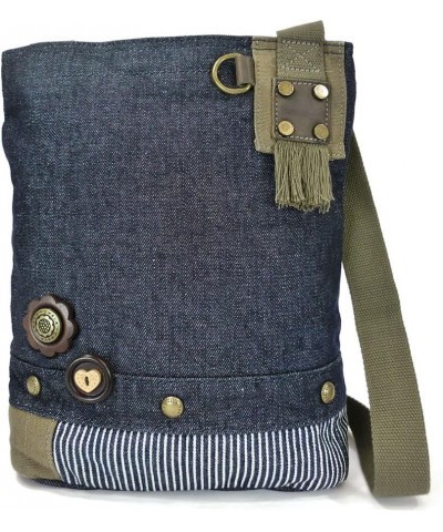 Canvas Denim handbags with Teal Paw Print Key-fob Coin Purse Small Crossbody_navy Teal Paw $31.34 Crossbody Bags