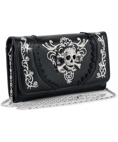 Rhinestone Bling Small Accordion Wallet Vegan Leather for Women for Cash Coin (5734 (Rings)) Black(8288) $8.26 Wallets