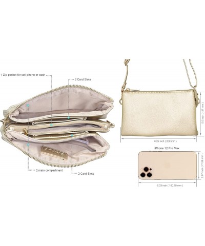 Vegan Leather Multi-Pocket Crossbody Purse/Clutch with Card Slots, Removable Wristlet & Adjustable Shoulder Strap Gold $11.48...