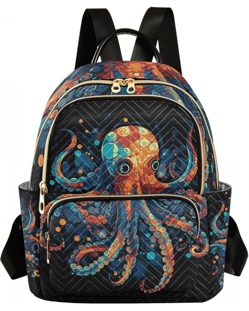 Cute Octopus Colorful Mini Backpack Purse for Women Travel Bag Fashion Daypack Back Pack Shoulder Bag Multicolor Medium $17.6...