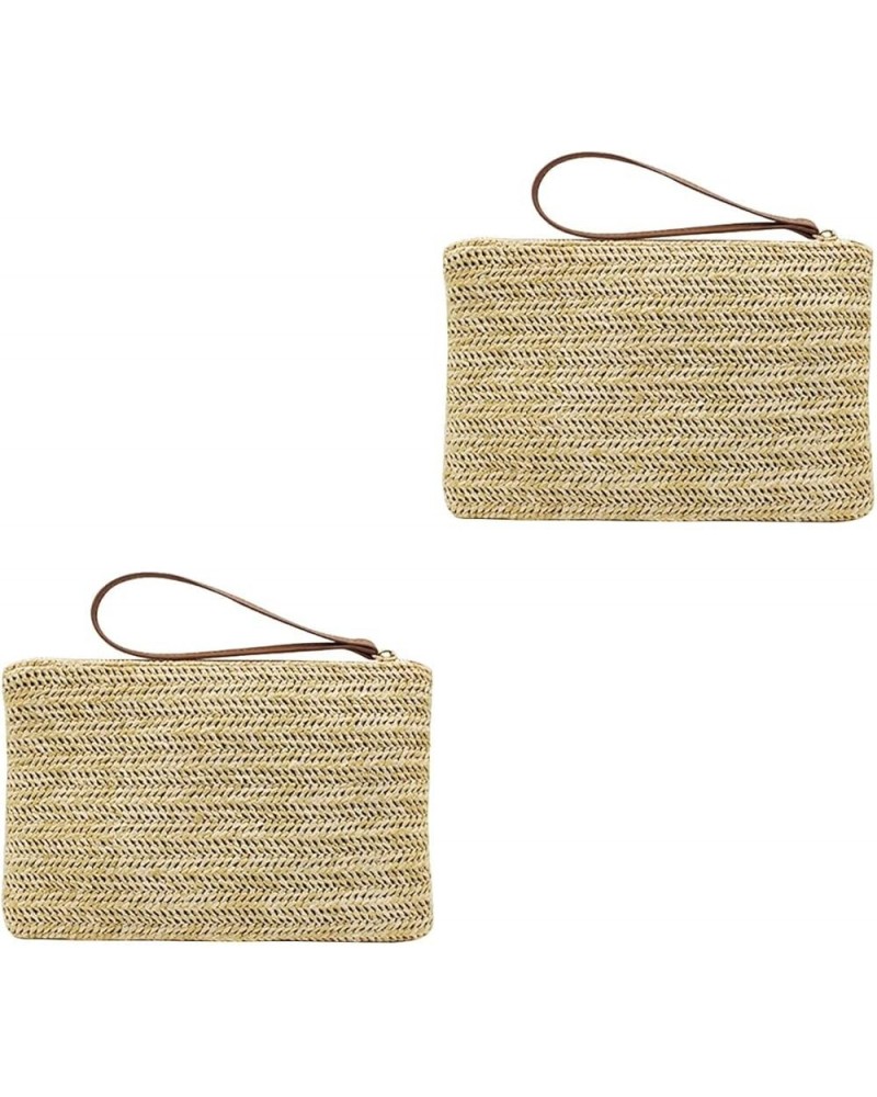 1pc Straw Clutch Purses Summer Beach Straw Zipper Clutch Bag Bohemian Wristlet for Women 2 $8.81 Totes